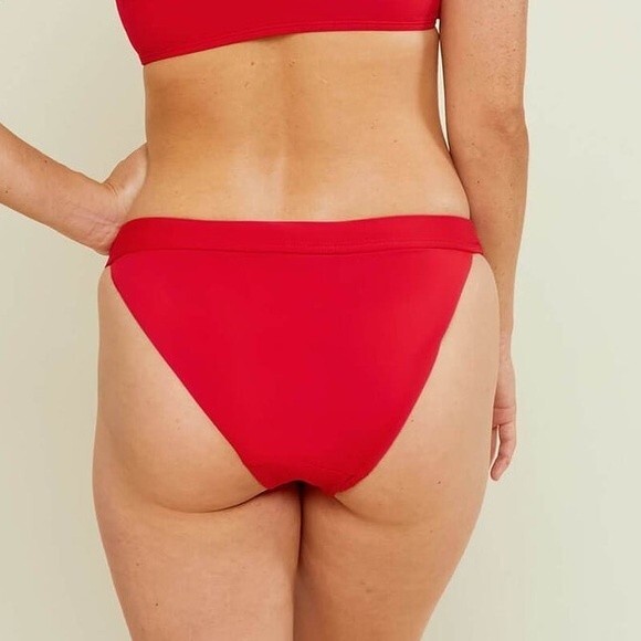 Andie Swim Size S Cherry Red Banded Cheeky Bottom Sexy Beach Classic Low Rise - Picture 6 of 6